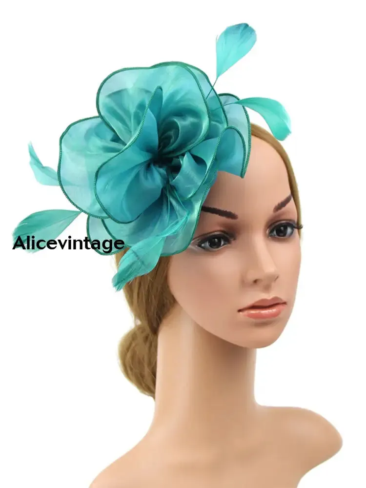 Women's Vintage Derby Organza Feather Headdress