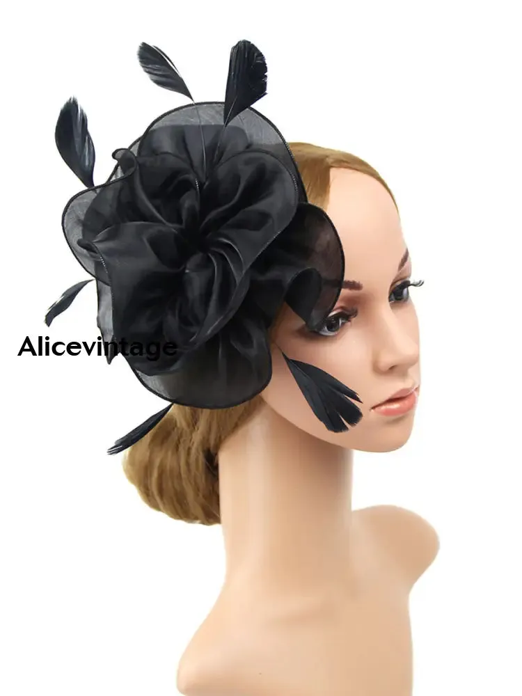 Women's Vintage Derby Organza Feather Headdress