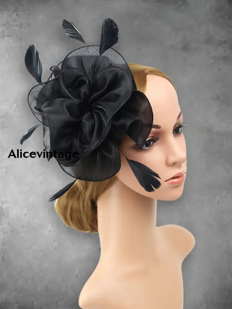 Women's Vintage Derby Organza Feather Headdress