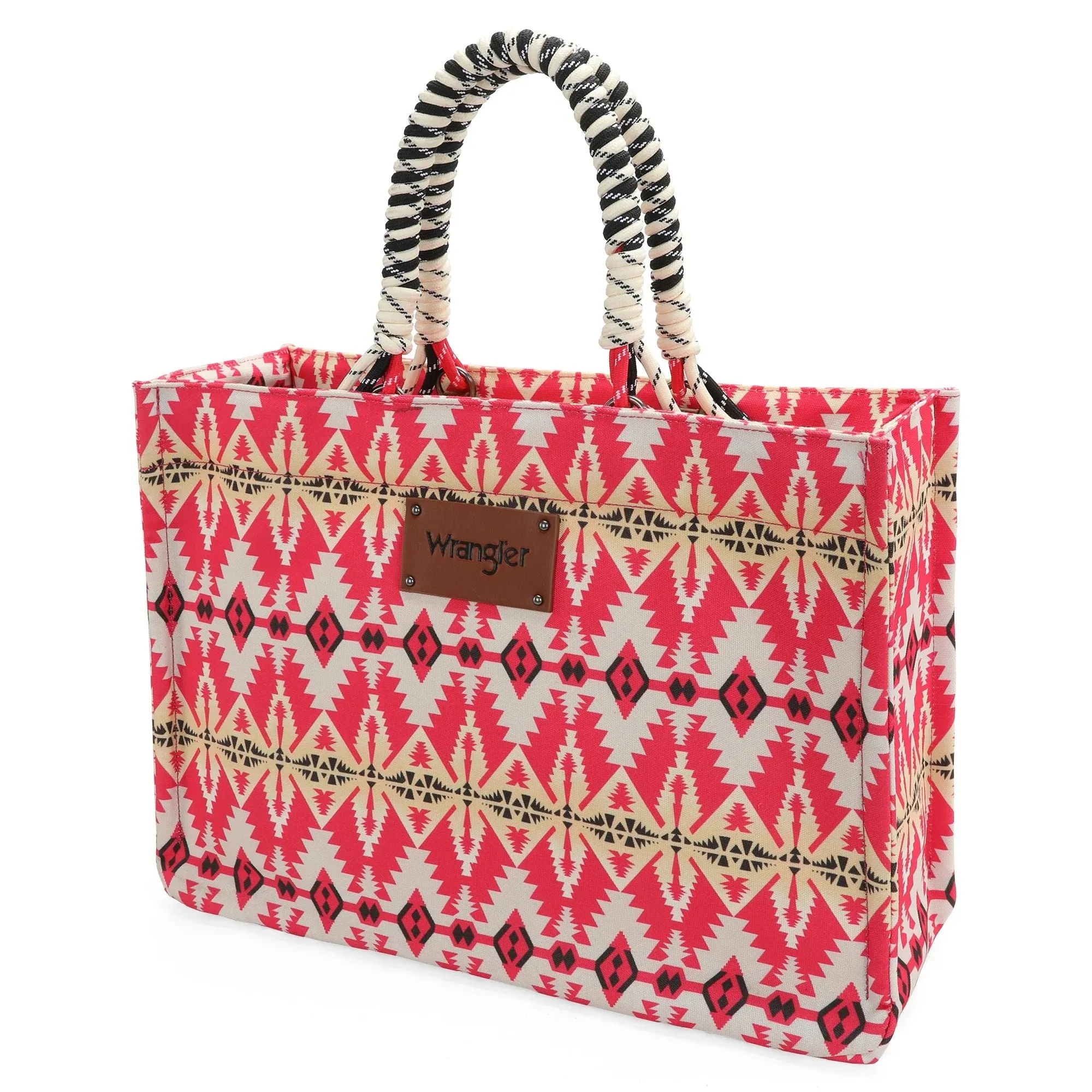 Wrangler Southwestern Print Dual Sided Print Canvas Wide Tote Hot Pink 1