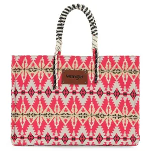 Wrangler Southwestern Print Dual Sided Print Canvas Wide Tote Hot Pink 1