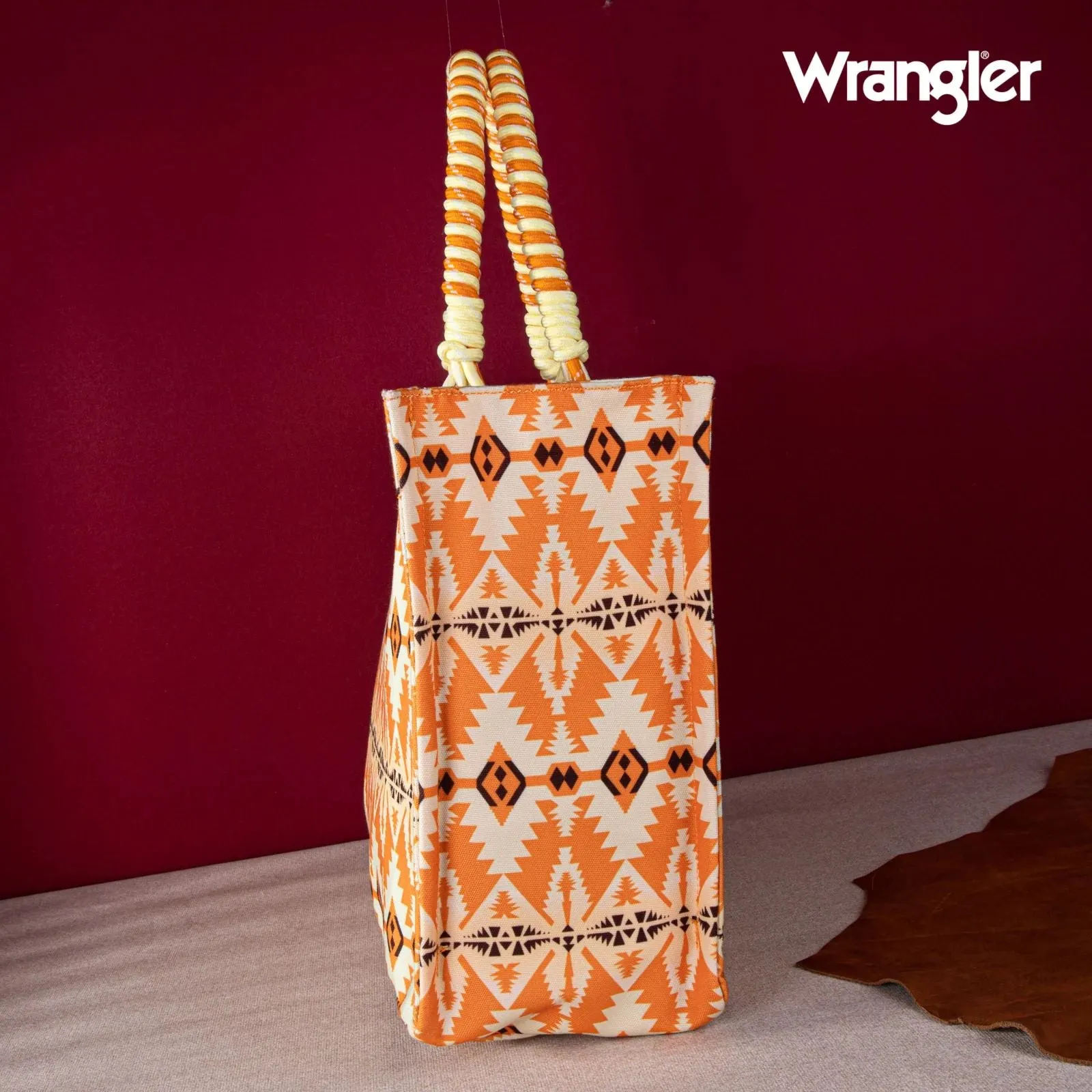 Wrangler Southwestern Print Dual Sided Print Canvas Wide Tote Yellow