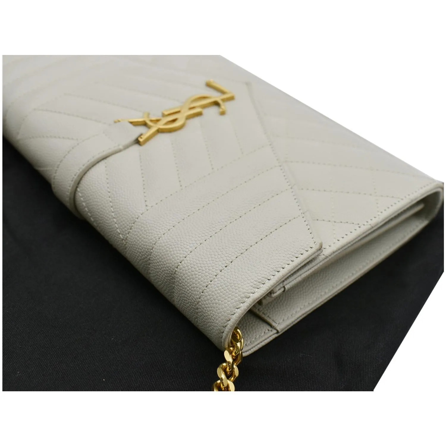YVES SAINT LAURENT Envelope Small Leather Shoulder Bag Blanc Vintage