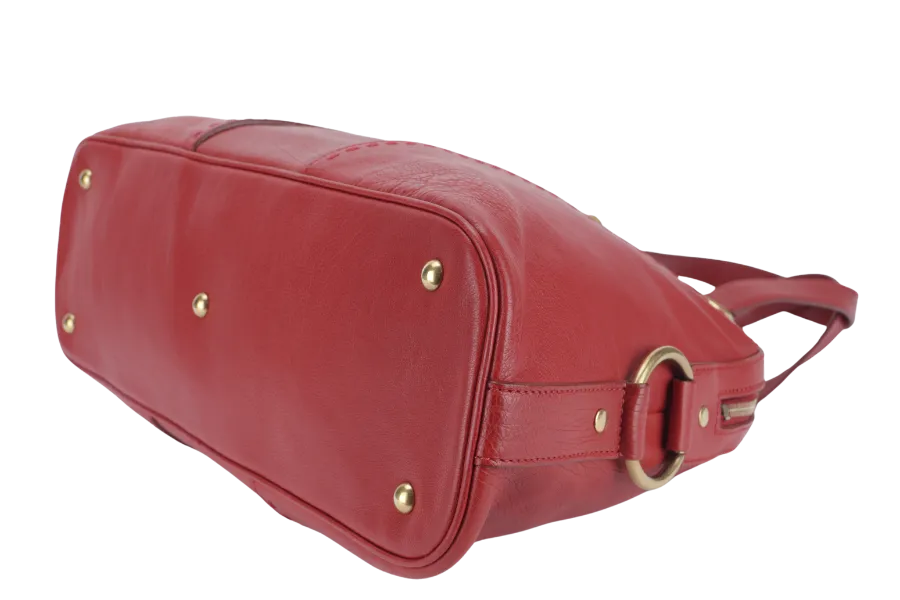 YVES SAINT LAURENT (YSL) MUSE BAG(156464 213317) LARGE RED LEATHER GOLD HARDWARE WITH DUST COVER, LOCK & KEYS