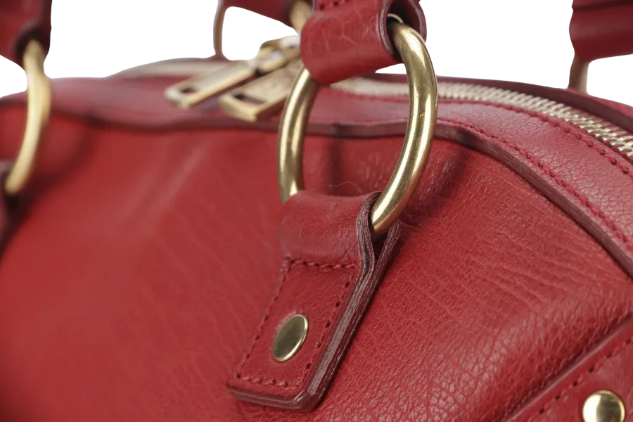 YVES SAINT LAURENT (YSL) MUSE BAG(156464 213317) LARGE RED LEATHER GOLD HARDWARE WITH DUST COVER, LOCK & KEYS