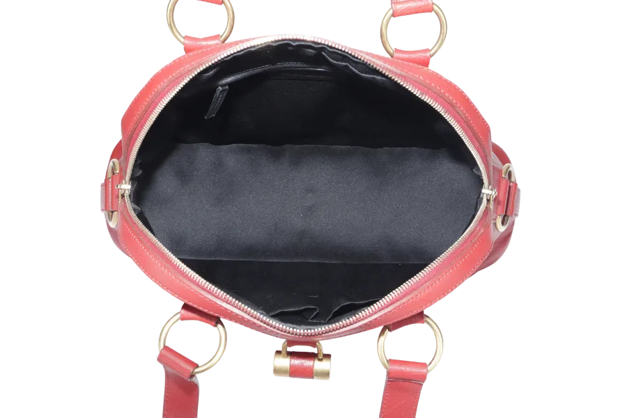 YVES SAINT LAURENT (YSL) MUSE BAG(156464 213317) LARGE RED LEATHER GOLD HARDWARE WITH DUST COVER, LOCK & KEYS