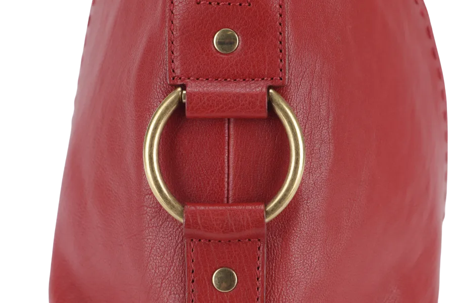 YVES SAINT LAURENT (YSL) MUSE BAG(156464 213317) LARGE RED LEATHER GOLD HARDWARE WITH DUST COVER, LOCK & KEYS