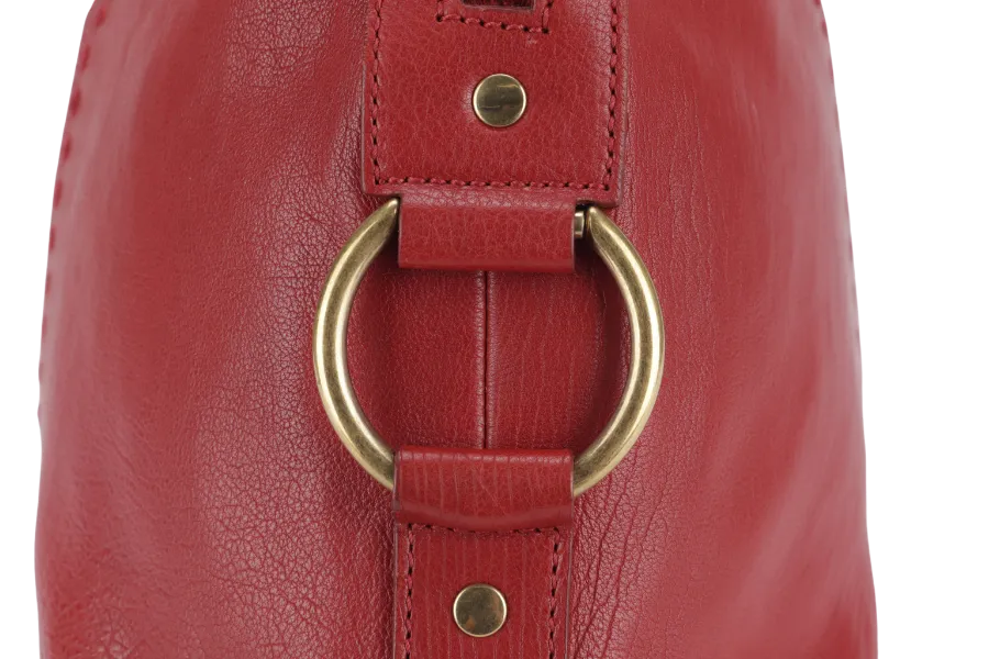 YVES SAINT LAURENT (YSL) MUSE BAG(156464 213317) LARGE RED LEATHER GOLD HARDWARE WITH DUST COVER, LOCK & KEYS