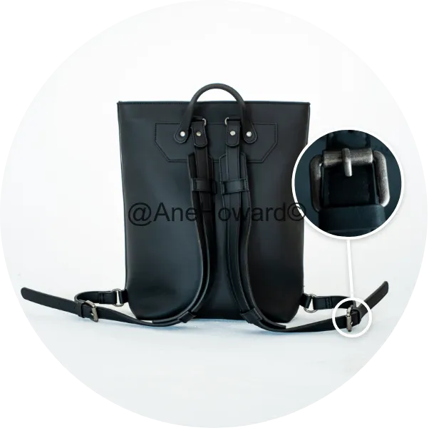 Zebra Vegan Leather Backpack- Black Straps/Silver Buckle