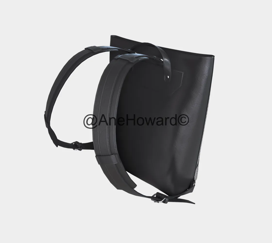 Zebra Vegan Leather Backpack- Black Straps/Silver Buckle