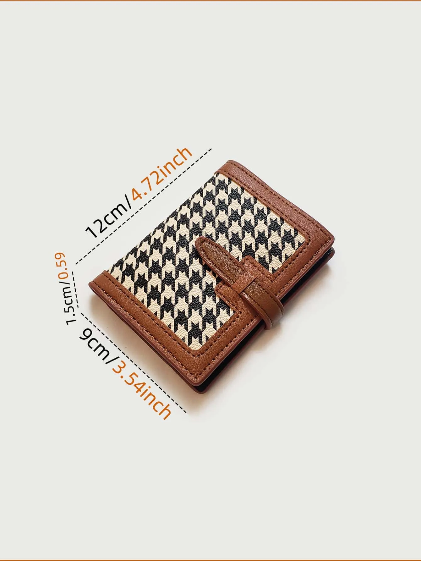 Zipper Coin Houndstooth Classic Vintage Wallet