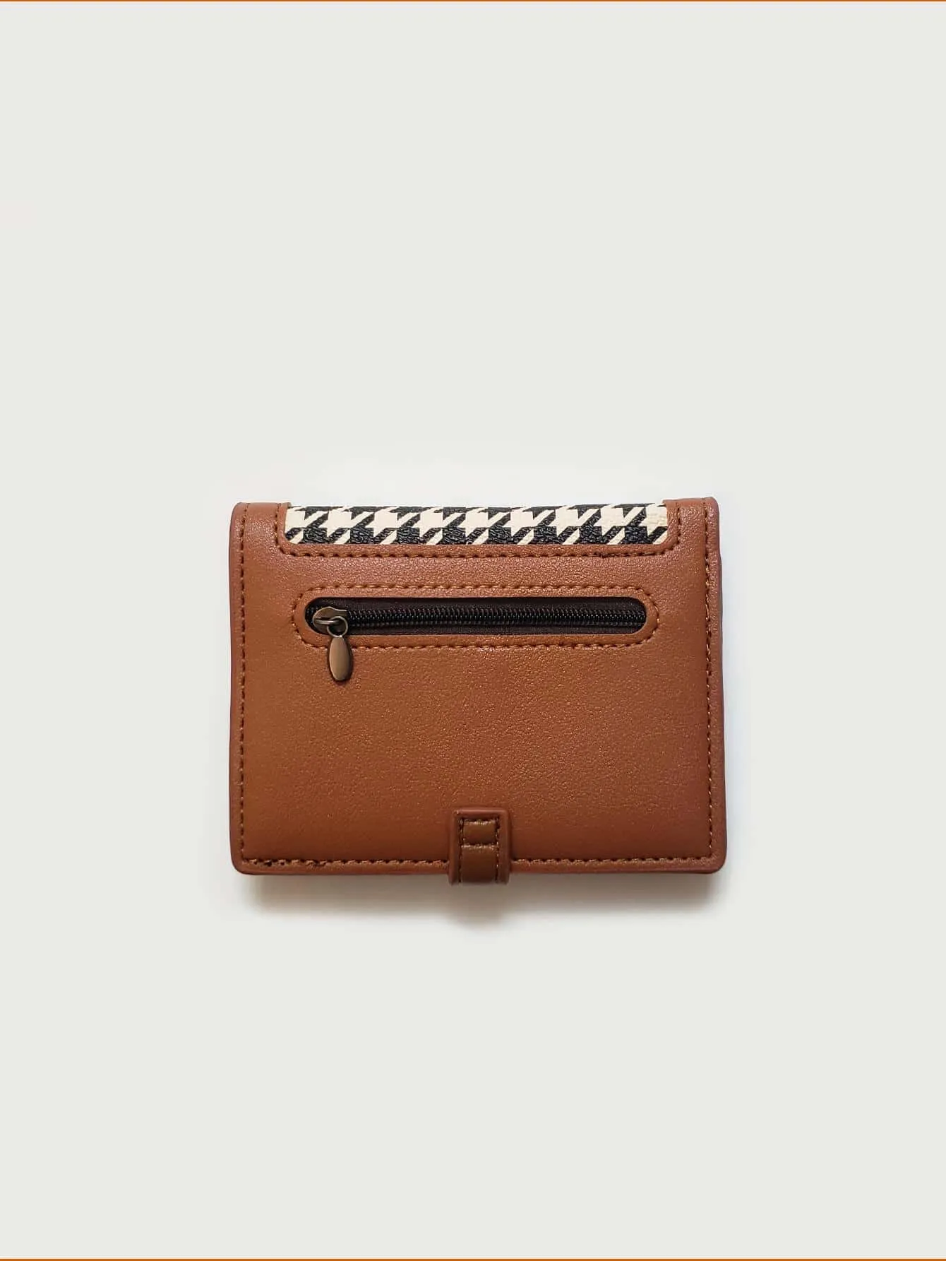 Zipper Coin Houndstooth Classic Vintage Wallet