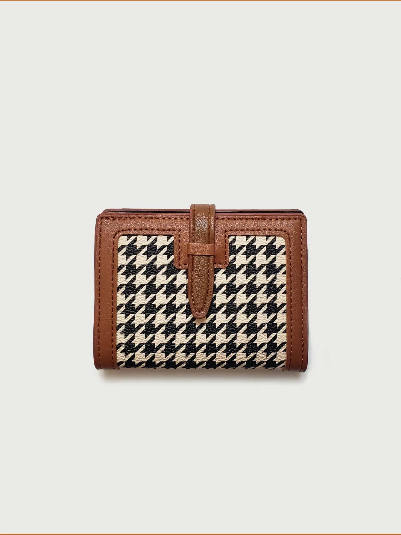 Zipper Coin Houndstooth Classic Vintage Wallet