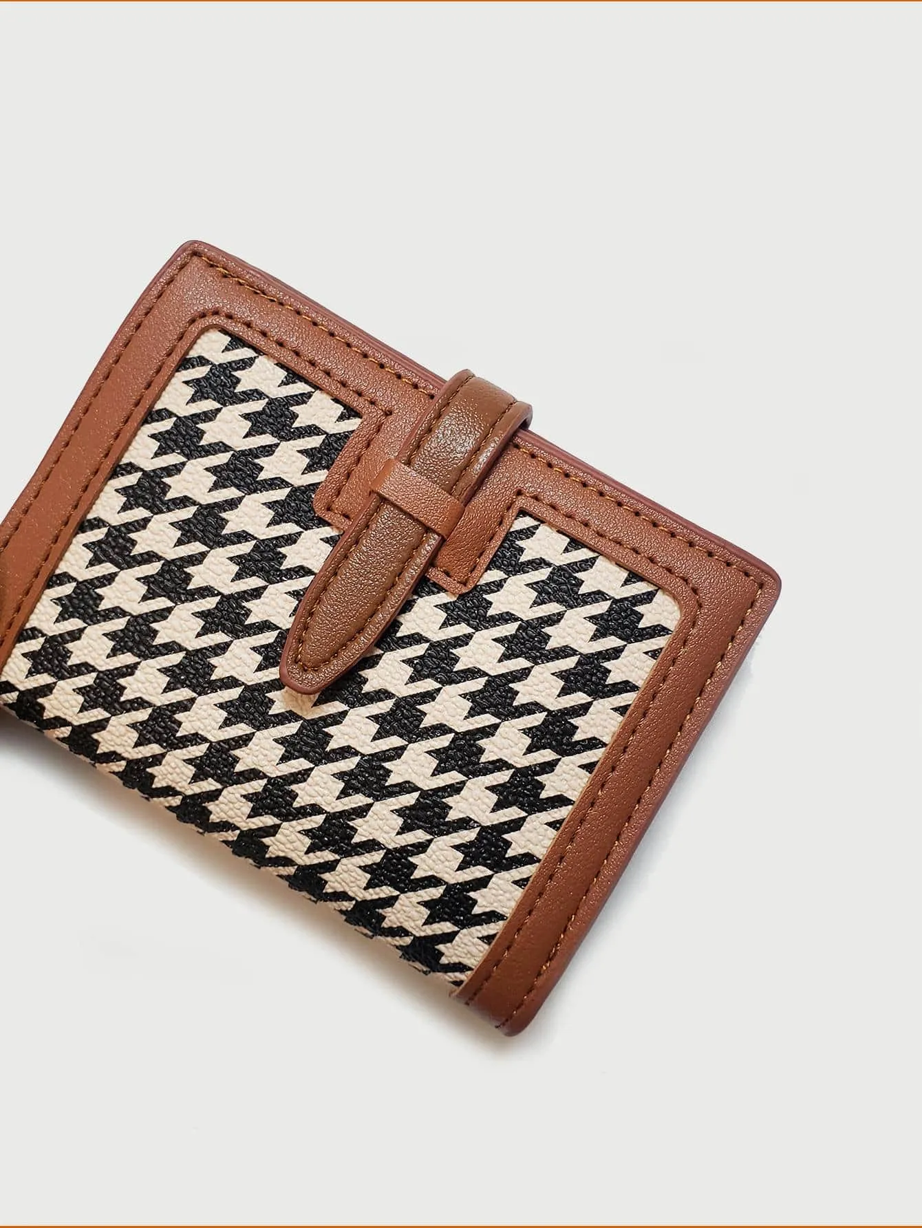 Zipper Coin Houndstooth Classic Vintage Wallet